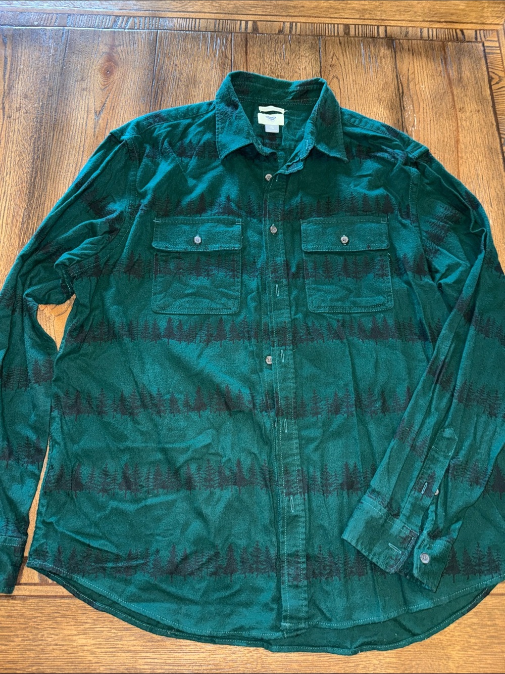 Old Navy Green Patterned Button-Down Shirt
